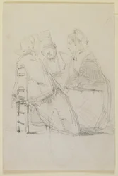 Group conversing, 1858